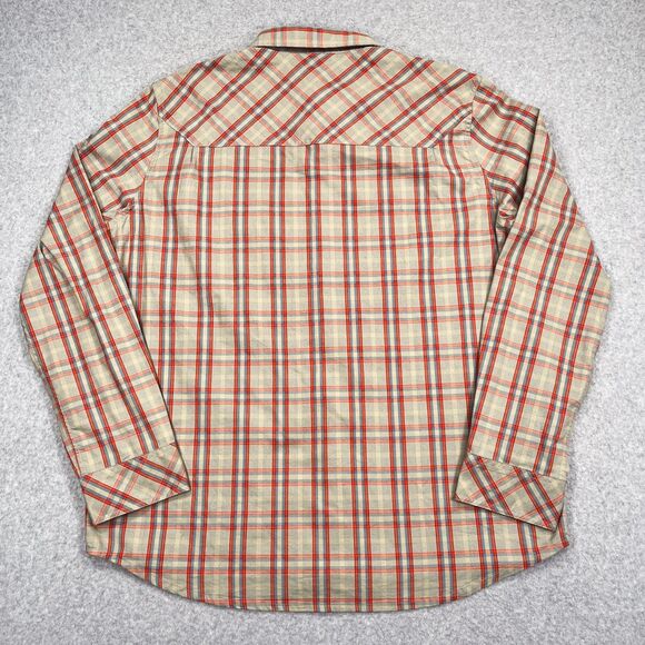 Stio Shirt Mens 2XL Hayden Orange Plaid Flannel Western Pearl Snap Long Sleeve - Picture 2 of 12